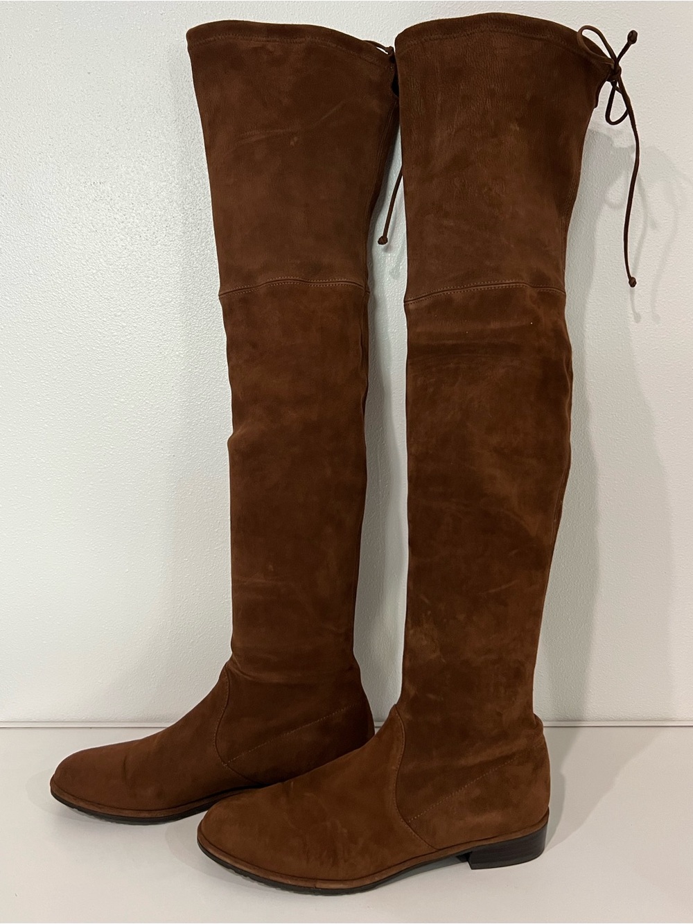 Stuart Weitzman Lowland Walnut Over-the-Knee Suede Riding Boots - 9